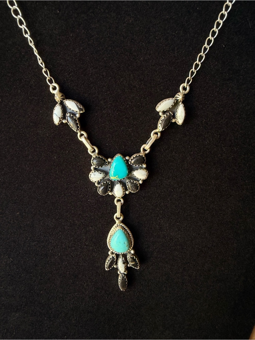 Santa Maria and White Buffalo 925 Sterling Silver Drop Necklace - Picture 5 of 5